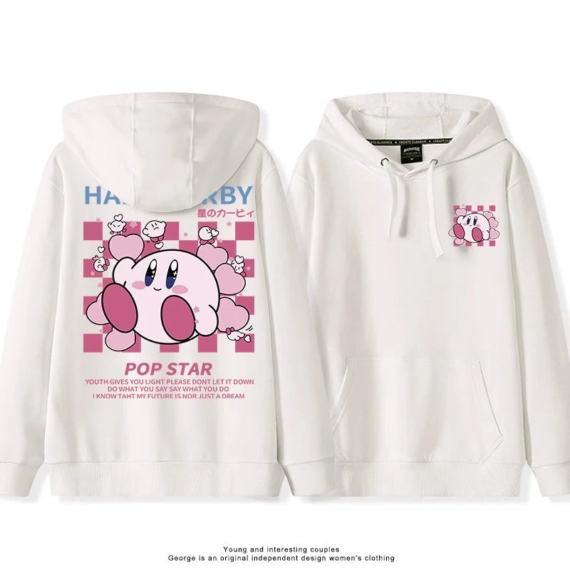 2025 Japanese Cute Cartoon Star of Kirby Printing Sweater Men and Women Couples Wearing Hooded Loose Tide Couple School Sweater