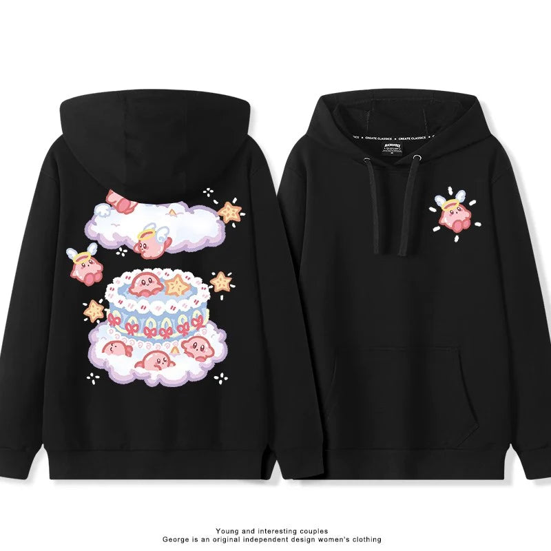 2025 Japanese Cute Cartoon Star of Kirby Printing Sweater Men and Women Couples Wearing Hooded Loose Tide Couple School Sweater