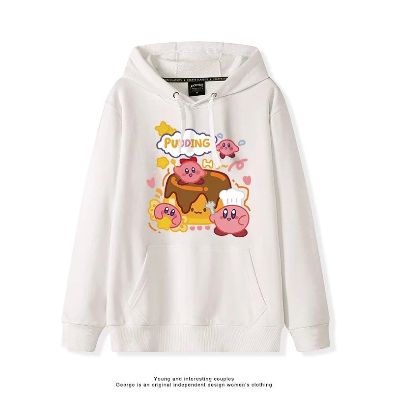 2025 Japanese Cute Cartoon Star of Kirby Printing Sweater Men and Women Couples Wearing Hooded Loose Tide Couple School Sweater
