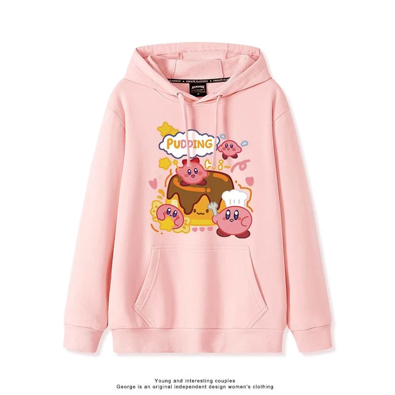 2025 Japanese Cute Cartoon Star of Kirby Printing Sweater Men and Women Couples Wearing Hooded Loose Tide Couple School Sweater