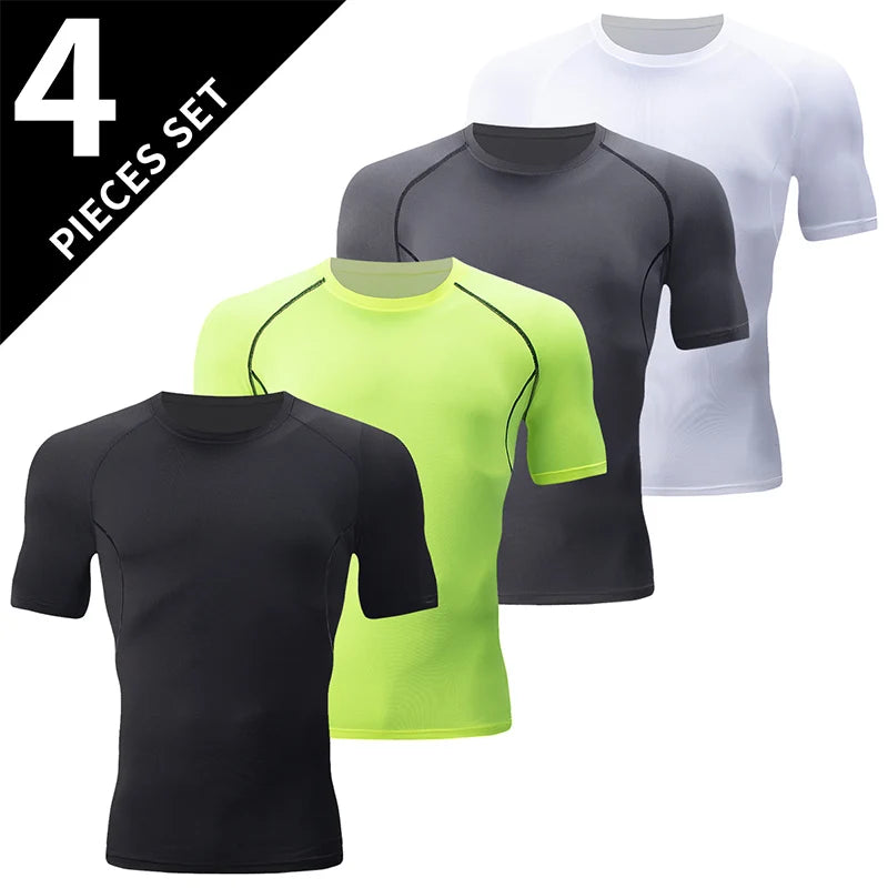 1/4/6 Pcs men's plus size gradient quick-drying short-sleeved teenagers loose sports running fitness football basketball T-shirt