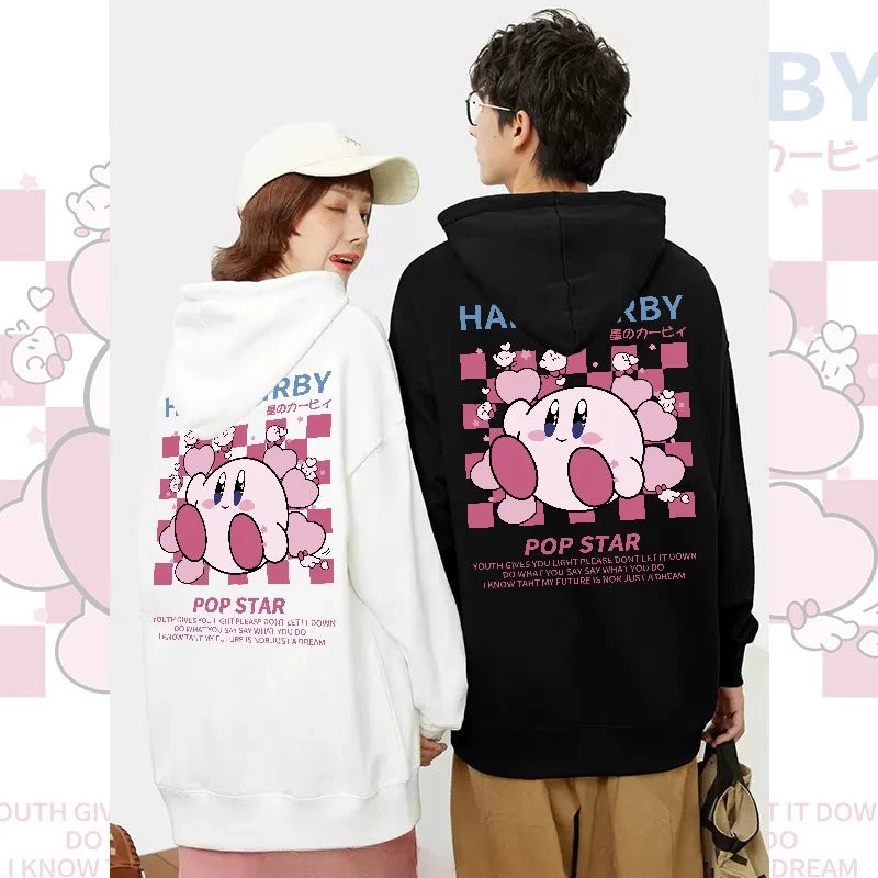 2025 Japanese Cute Cartoon Star of Kirby Printing Sweater Men and Women Couples Wearing Hooded Loose Tide Couple School Sweater