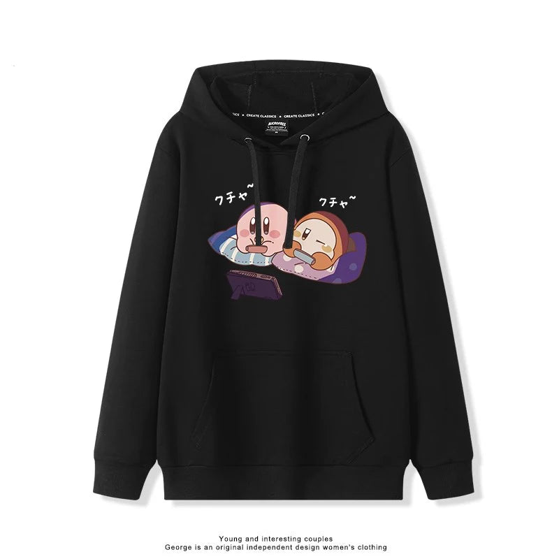 2025 Japanese Cute Cartoon Star of Kirby Printing Sweater Men and Women Couples Wearing Hooded Loose Tide Couple School Sweater