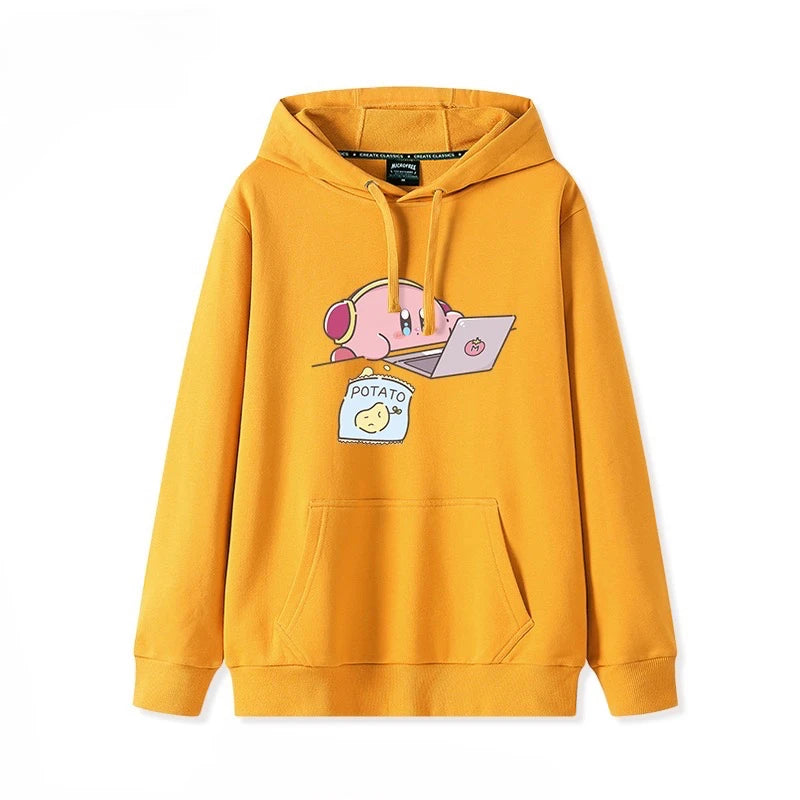 2025 Japanese Cute Cartoon Star of Kirby Printing Sweater Men and Women Couples Wearing Hooded Loose Tide Couple School Sweater