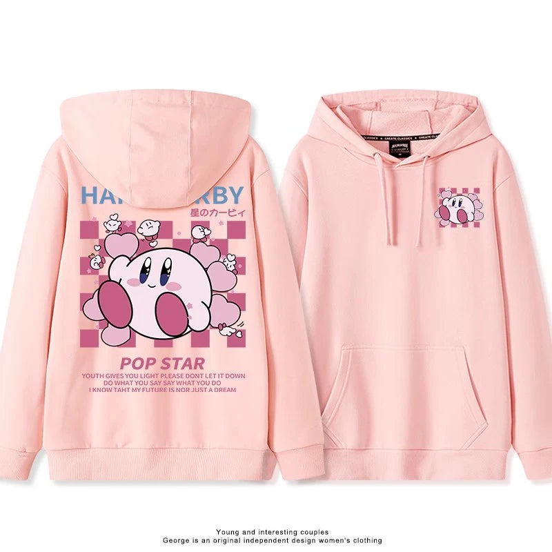 2025 Japanese Cute Cartoon Star of Kirby Printing Sweater Men and Women Couples Wearing Hooded Loose Tide Couple School Sweater