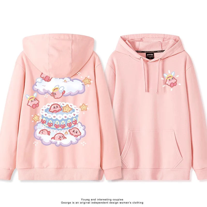 2025 Japanese Cute Cartoon Star of Kirby Printing Sweater Men and Women Couples Wearing Hooded Loose Tide Couple School Sweater