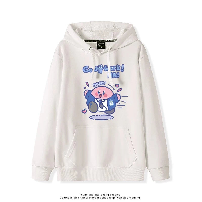 2025 Japanese Cute Cartoon Star of Kirby Printing Sweater Men and Women Couples Wearing Hooded Loose Tide Couple School Sweater