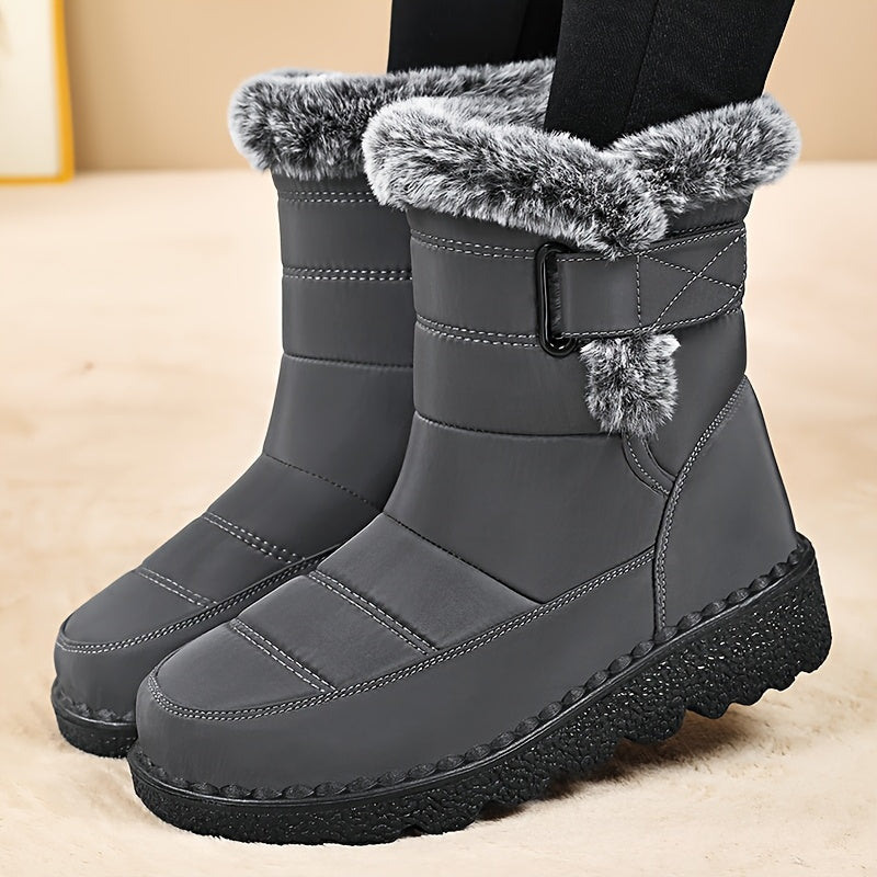 Women'S Mid-Calf Boots, Suitable for All Seasons, Winter New Fleece-Lined Warm Anti-Slip Durable Comfortable Casual Fashion Thick-Soled High-Top Thickened Warm Shoes