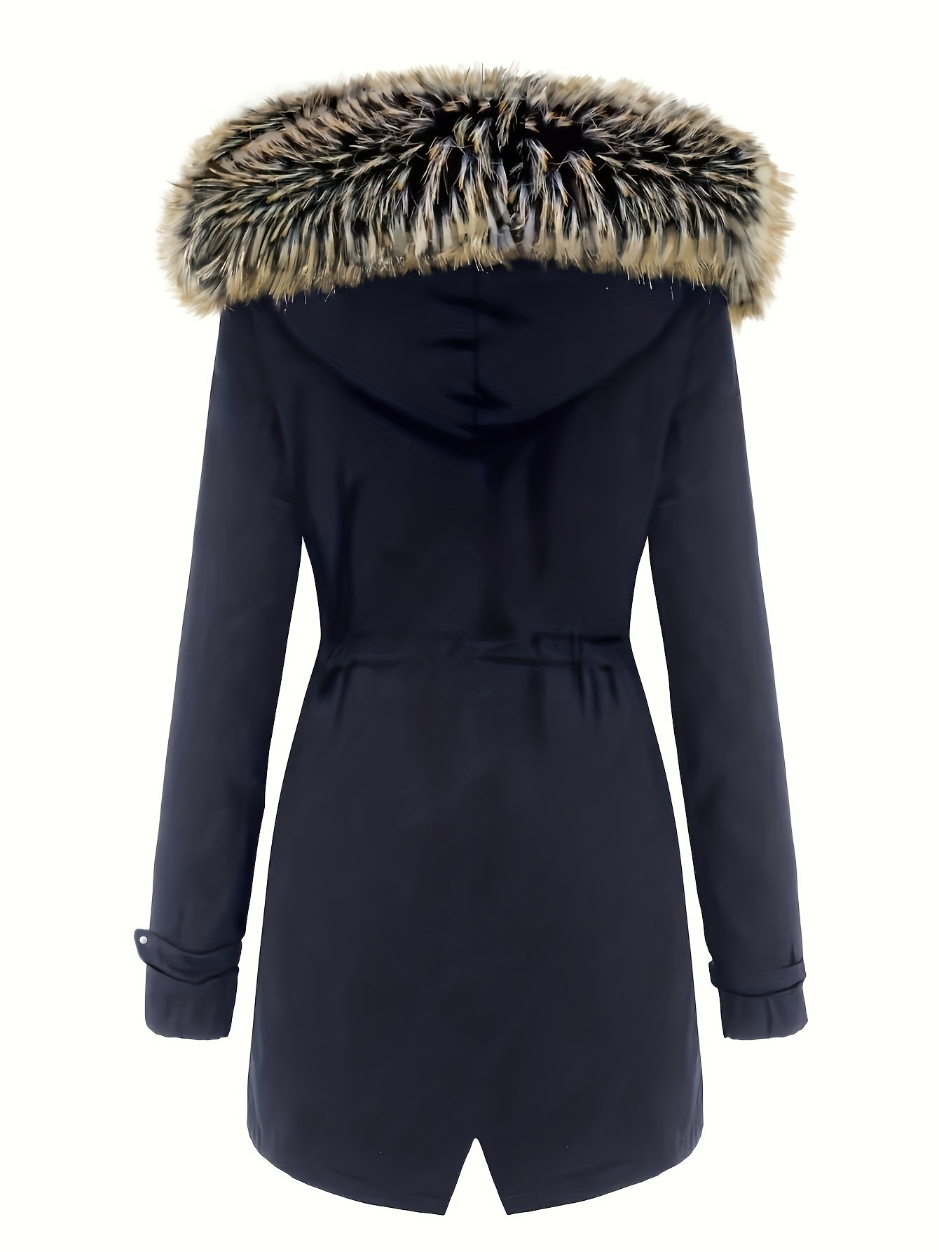 Women'S Thermal Insulated Fleece-Lined Military Parka Coat with Detachable Faux Fur Hood & High Quality High Quality Fabric - Heavy-Duty Winter Jacket, Full-Zip Closure, Golden-Tone Hardware, Utility Pockets, Adjustable Draws