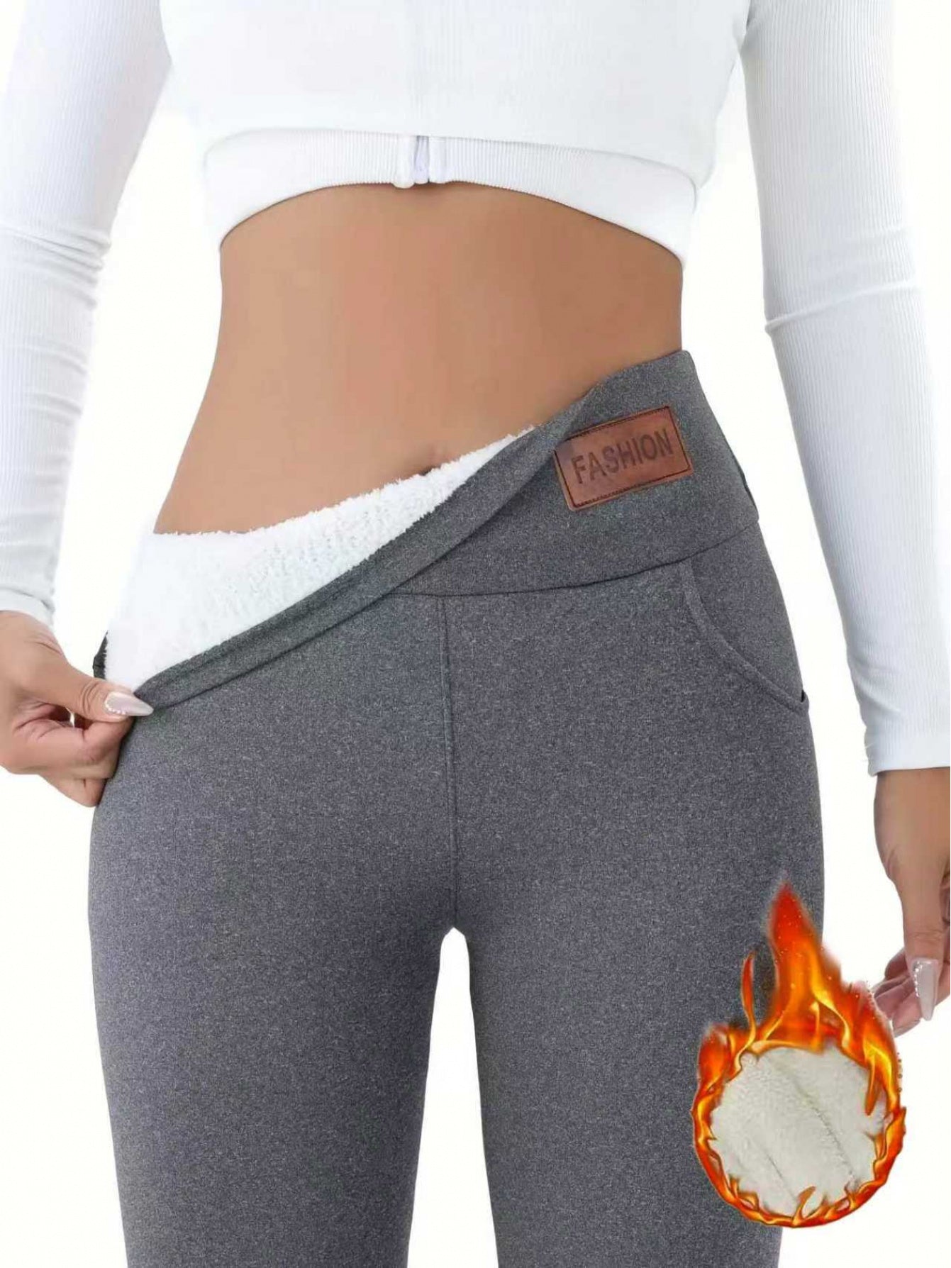 3pcs Women'S High-Waisted Plush-Lined Leggings with Pockets - Soft, Warm, Stretchy & Comfortable for Fitness, Casual Wear, and Outdoor, Solid Color, High Elasticity, Perfect for Fall and Winter, Leggings | Highwaisted Legging