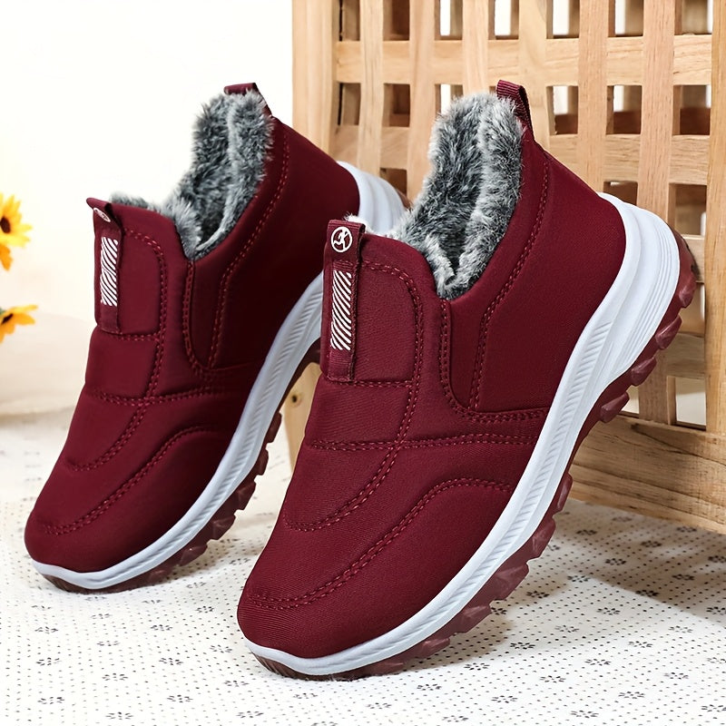 New Women'S Fleece-Lined Outdoor Casual Sneakers, Short Boots Warm And Non-Slip Suitable for All Four Seasons