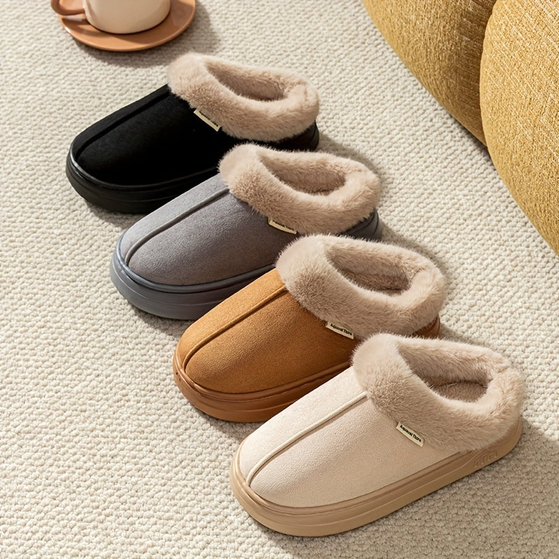 Women's Winter Slip-On House Shoes - Beige Indoor/Outdoor Slippers with Non-Slip EVA Sole, Soft Cushioned Lining - Cozy Indoor/Outdoor Footwear for Home, Office, Casual Outings - Easy-Care Ladies' Cold Weather Shoes, Neutral