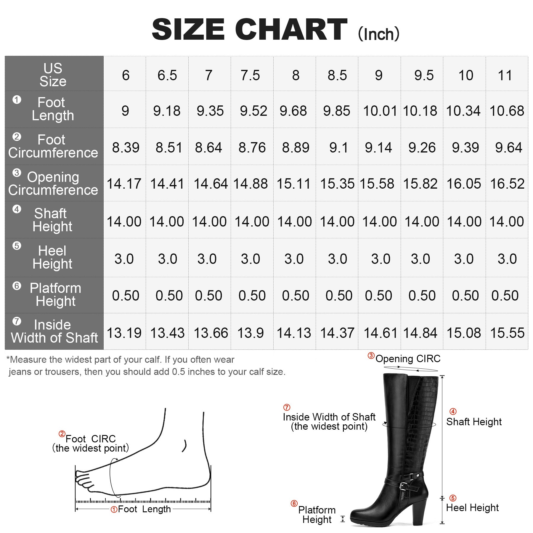 Women's Chunky Heel Knee-High Boots - Full-Length Round Toe PU Dress Boots with Back Zipper Closure, Thick Platform Heel (TPR Sole) & PU - Elegant Brown/ for Dresses, Skirts, Jeans - Versatile Fall Outfit
