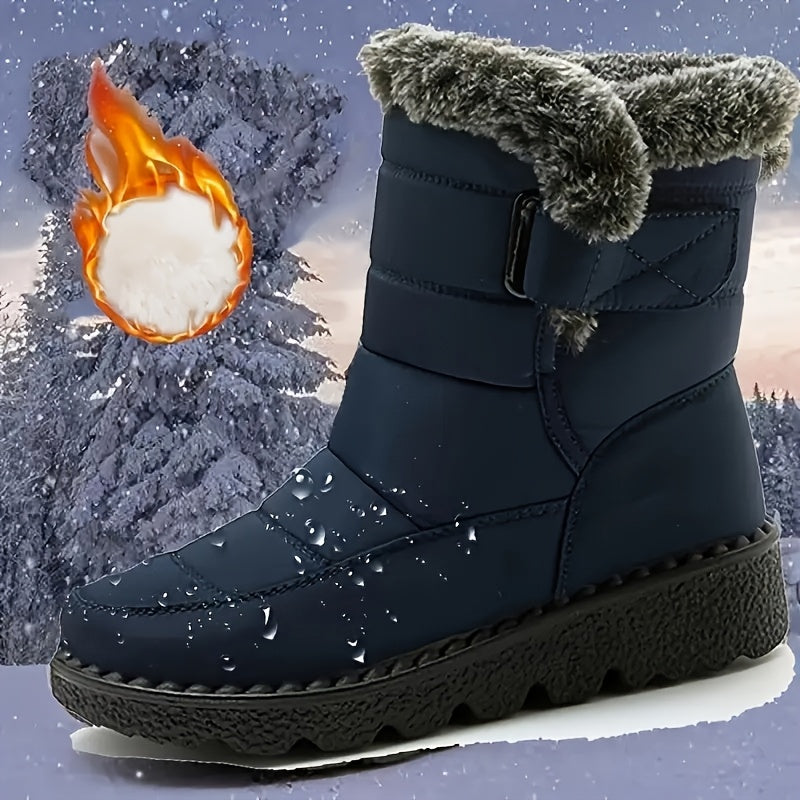 Women'S Mid-Calf Boots, Suitable for All Seasons, Winter New Fleece-Lined Warm Anti-Slip Durable Comfortable Casual Fashion Thick-Soled High-Top Thickened Warm Shoes