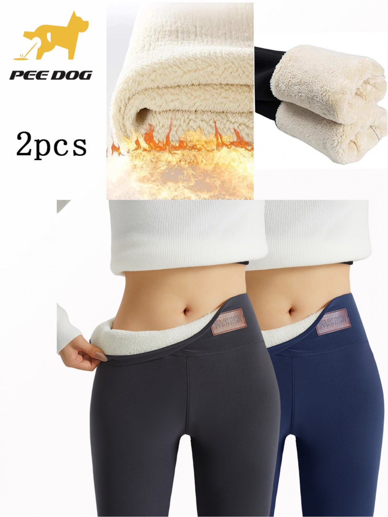 2pcs Set Women's High-Waisted -Lined Yoga Pants - Winter Warmth, Tight Stretch Gym Leggings for, Christmas & Halloween Outfits, Multi-Color Options (Different Colors Each) | Indoor/Outdoor Workout Bottoms for Cold Weather