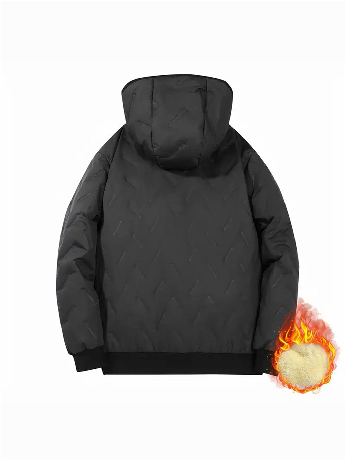 1pc Men'S Thermal Hooded Jacket with Fleece Lining - Winter Warm Coat, Full-Zip Closure & Pockets, Collar, & Insulation for Outdoor Sports, Hiking, Commuting, Gym - Casual Winter Coat for Men (Brown) - Ideal for Cold Weather