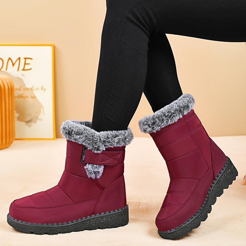 Women'S Mid-Calf Boots, Suitable for All Seasons, Winter New Fleece-Lined Warm Anti-Slip Durable Comfortable Casual Fashion Thick-Soled High-Top Thickened Warm Shoes