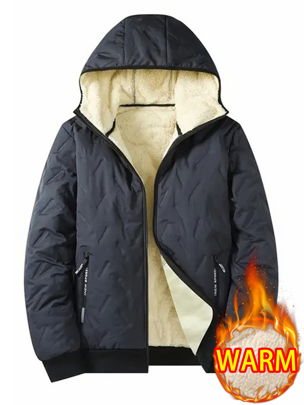 1pc Men'S Thermal Hooded Jacket with Fleece Lining - Winter Warm Coat, Full-Zip Closure & Pockets, Collar, & Insulation for Outdoor Sports, Hiking, Commuting, Gym - Casual Winter Coat for Men (Brown) - Ideal for Cold Weather