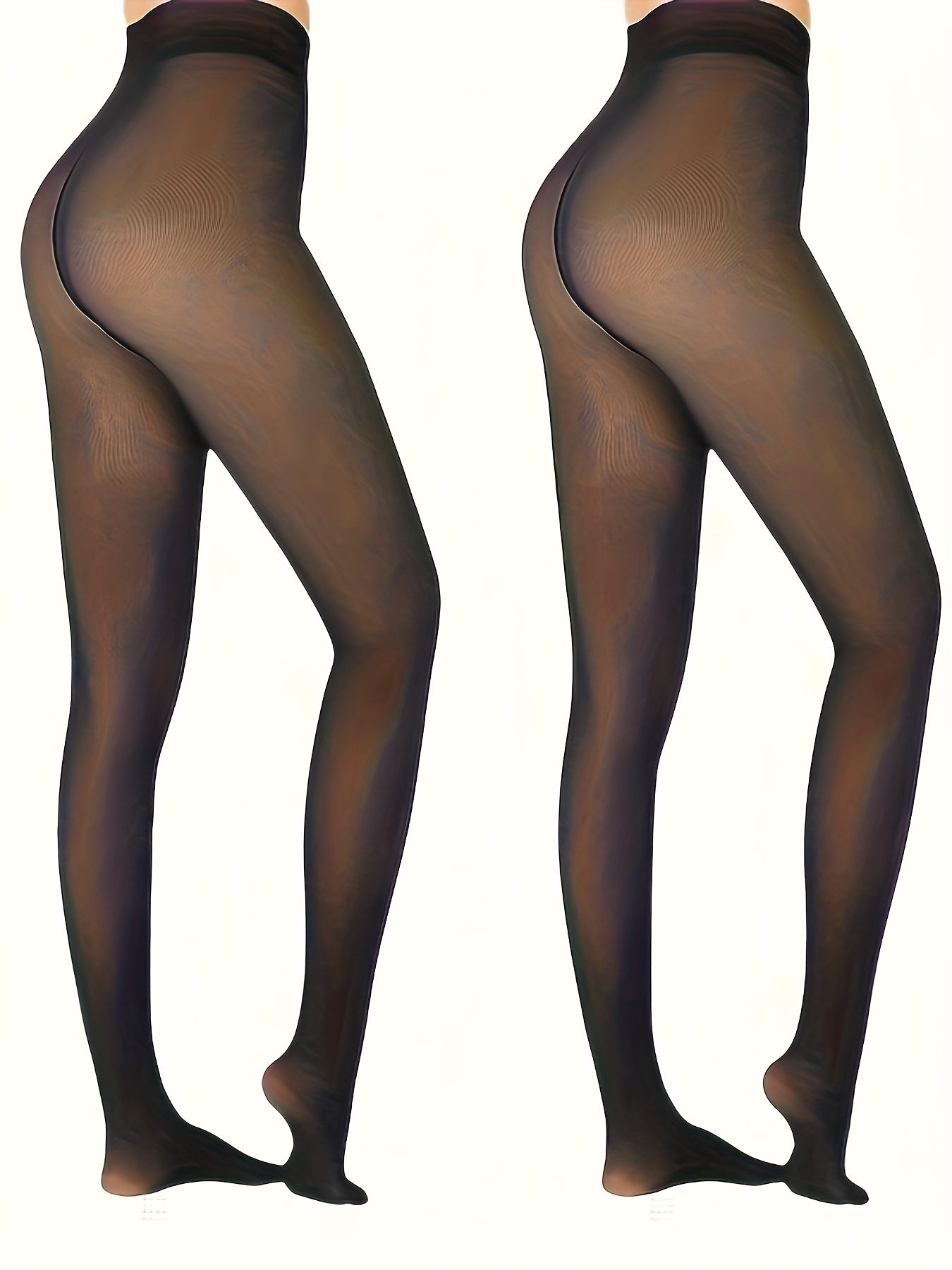 2pcs Women's High-Waisted Thermal Tights with Plush Lining - Thick Winter Leggings, Non-Sheer Opaque Full-Leg Coverage, Tummy Control & Boot-Like Fit for Jeans/Skirts (Hand Washable) - Elastic Pants for Cold Weather, Pants Fo