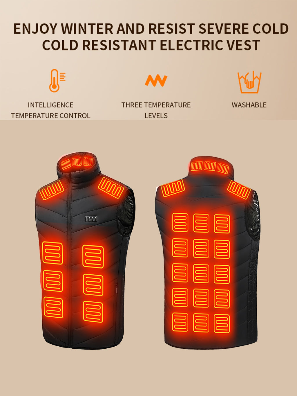 Men'S USB Electric Heating Vest - 4- Zone 3-Speed Temperature Control, Casual Hiking and Travel Warm Jacket for Autumn/Winter Outdoor Activities (Battery Not Included), Wearable Winter Warmer (Featuring Activated Carbon, Batt