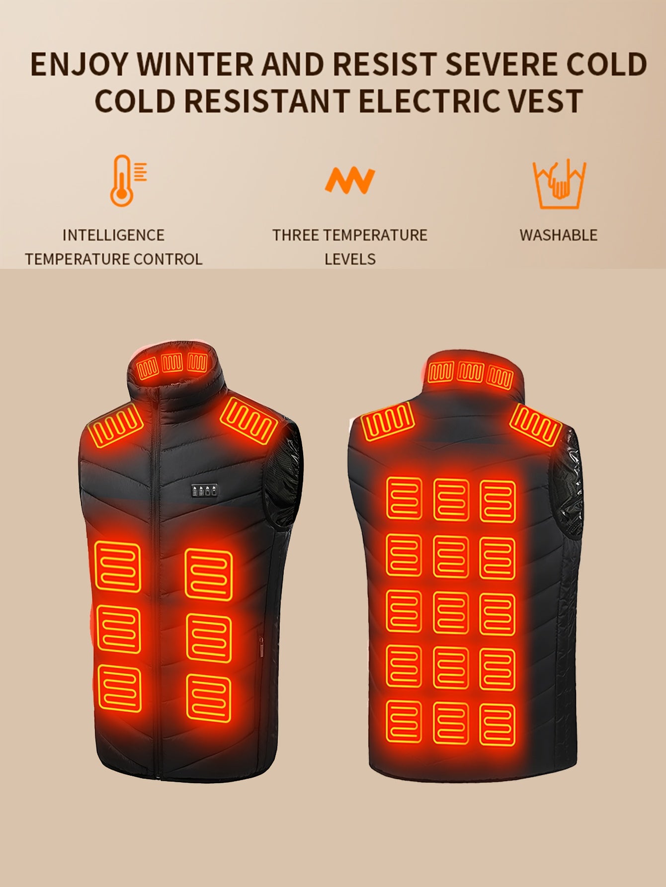 Men'S USB Electric Heating Vest - 4- Zone 3-Speed Temperature Control, Casual Hiking and Travel Warm Jacket for Autumn/Winter Outdoor Activities (Battery Not Included), Wearable Winter Warmer (Featuring Activated Carbon, Batt