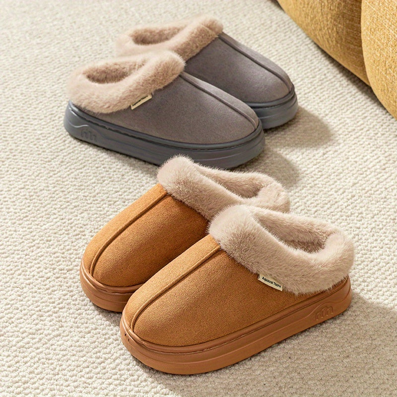 Women's Winter Slip-On House Shoes - Beige Indoor/Outdoor Slippers with Non-Slip EVA Sole, Soft Cushioned Lining - Cozy Indoor/Outdoor Footwear for Home, Office, Casual Outings - Easy-Care Ladies' Cold Weather Shoes, Neutral