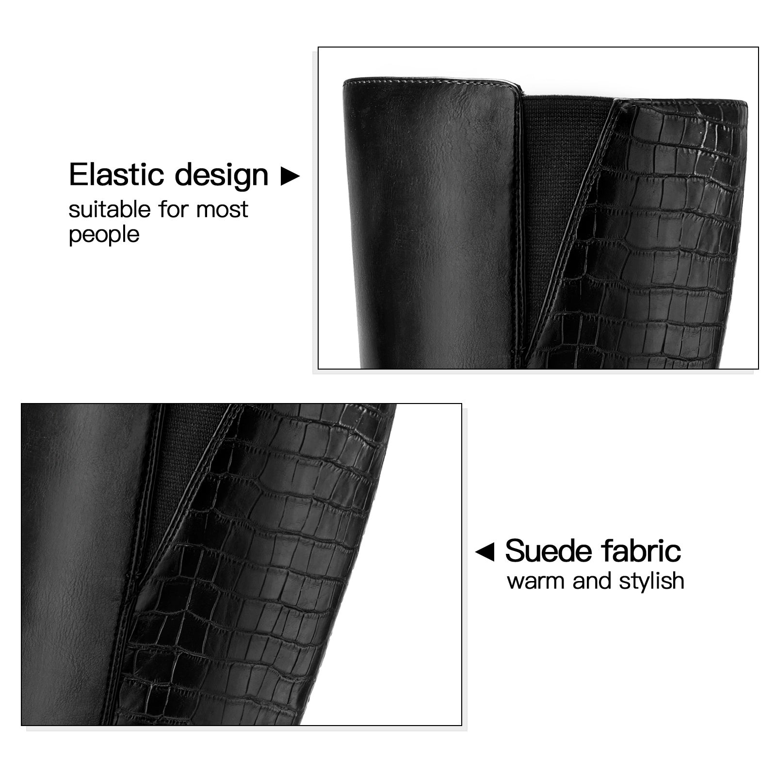 Women's Chunky Heel Knee-High Boots - Full-Length Round Toe PU Dress Boots with Back Zipper Closure, Thick Platform Heel (TPR Sole) & PU - Elegant Brown/ for Dresses, Skirts, Jeans - Versatile Fall Outfit