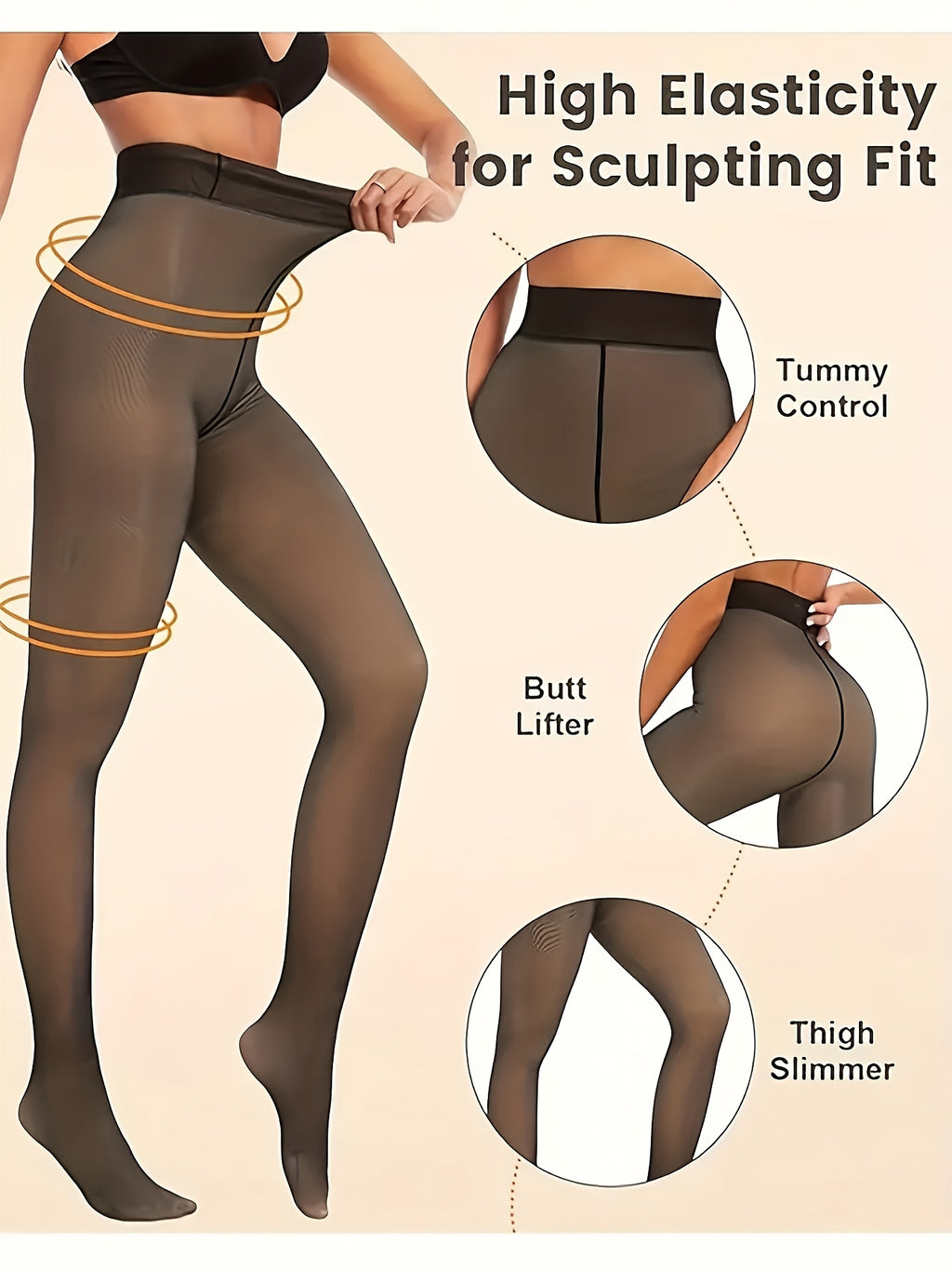 3pcs Women's Winter -lined Tights, Autumn And Winter Warm Pantyhose, Soft Stretch, High-waisted Design Thickened Leggings, Seasonal Tights, Cold Weather Wear, Seamless Fit, Elegant Hosiery, Comfortable Fit, Durable Material,