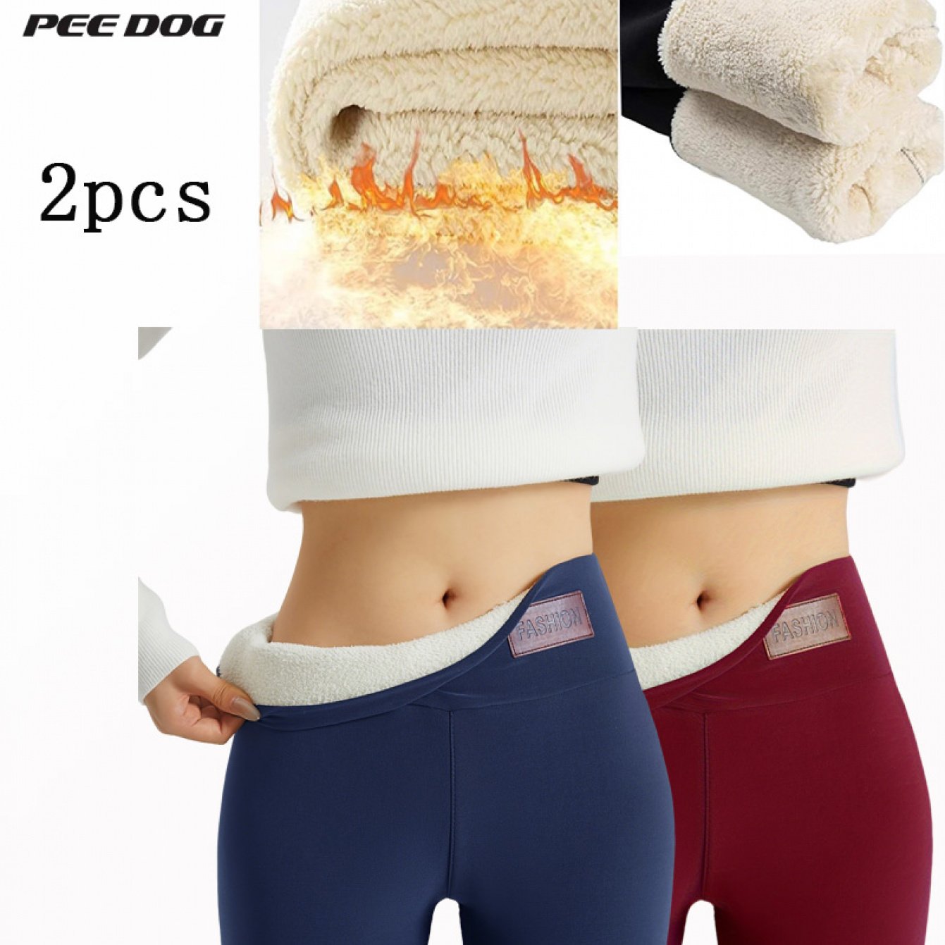 2pcs Set Women's High-Waisted -Lined Yoga Pants - Winter Warmth, Tight Stretch Gym Leggings for, Christmas & Halloween Outfits, Multi-Color Options (Different Colors Each) | Indoor/Outdoor Workout Bottoms for Cold Weather