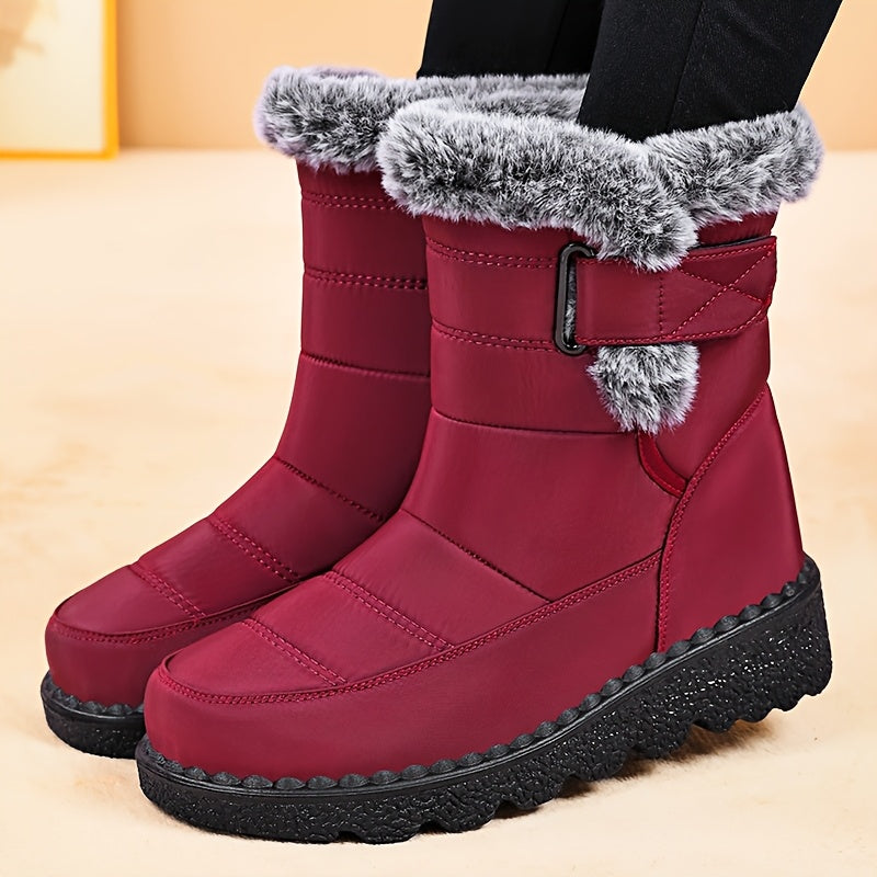 Women'S Mid-Calf Boots, Suitable for All Seasons, Winter New Fleece-Lined Warm Anti-Slip Durable Comfortable Casual Fashion Thick-Soled High-Top Thickened Warm Shoes
