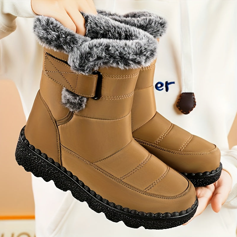 Women'S Mid-Calf Boots, Suitable for All Seasons, Winter New Fleece-Lined Warm Anti-Slip Durable Comfortable Casual Fashion Thick-Soled High-Top Thickened Warm Shoes