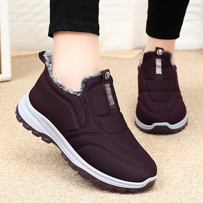 New Women'S Fleece-Lined Outdoor Casual Sneakers, Short Boots Warm And Non-Slip Suitable for All Four Seasons