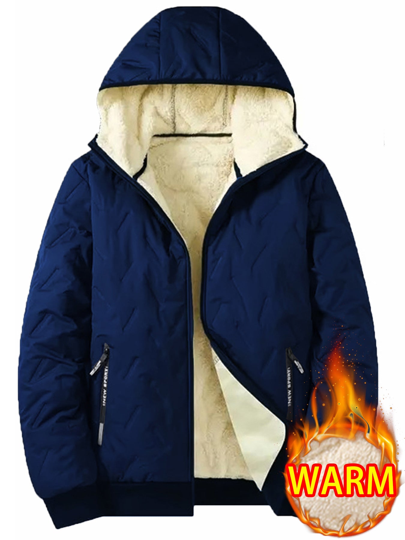 1pc Men'S Thermal Hooded Jacket with Fleece Lining - Winter Warm Coat, Full-Zip Closure & Pockets, Collar, & Insulation for Outdoor Sports, Hiking, Commuting, Gym - Casual Winter Coat for Men (Brown) - Ideal for Cold Weather