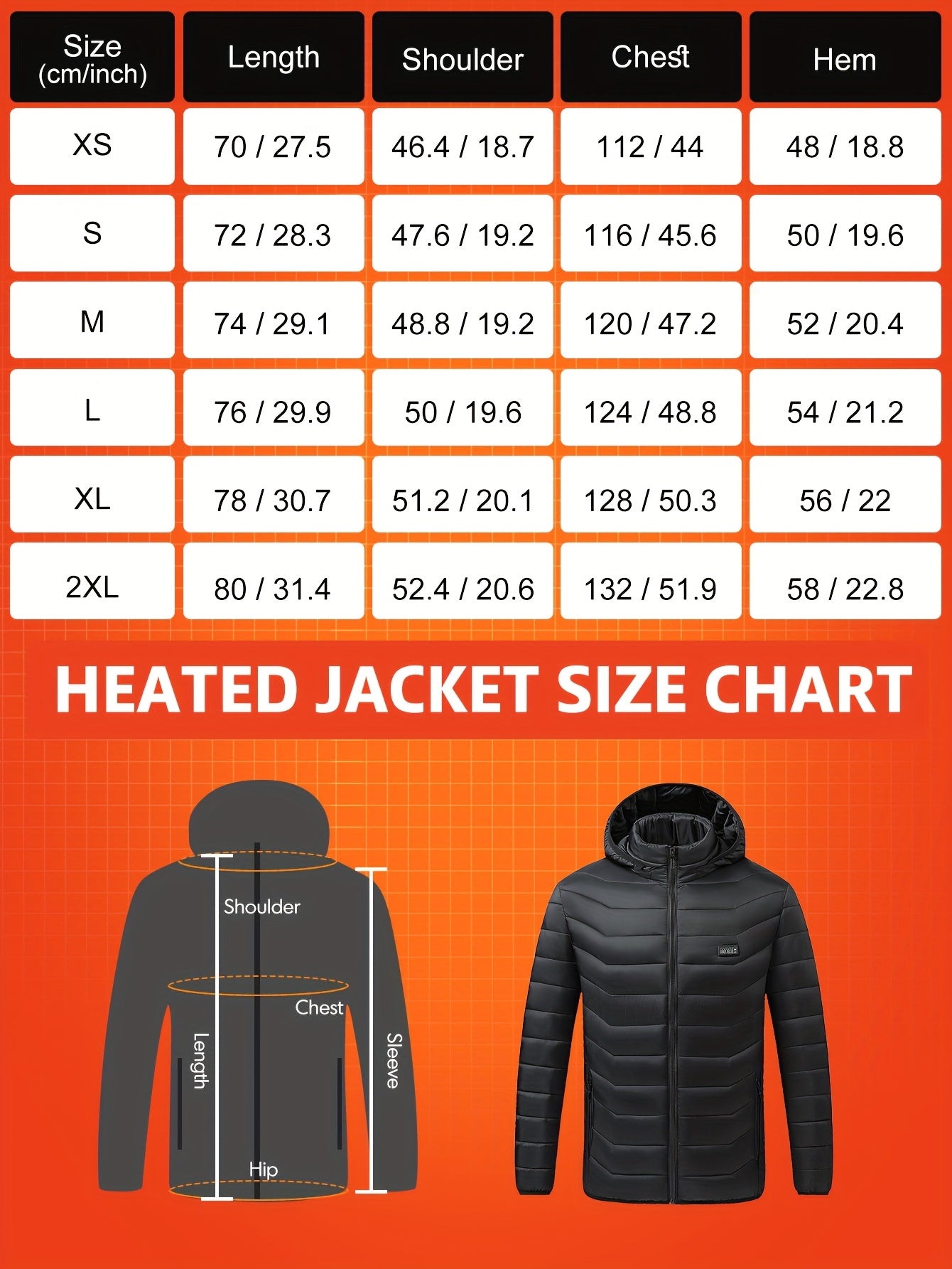 MOSSROZZ Smart Heated Jacket with 26 Heating Zones, USB-Powered Electric Heating, 4 Control Buttons & 3 Heat Settings, USB-C Fast Charging, Long-Lasting Battery (Battery Pack Not Included) - Heavy-Duty Polyester Winter Jacket